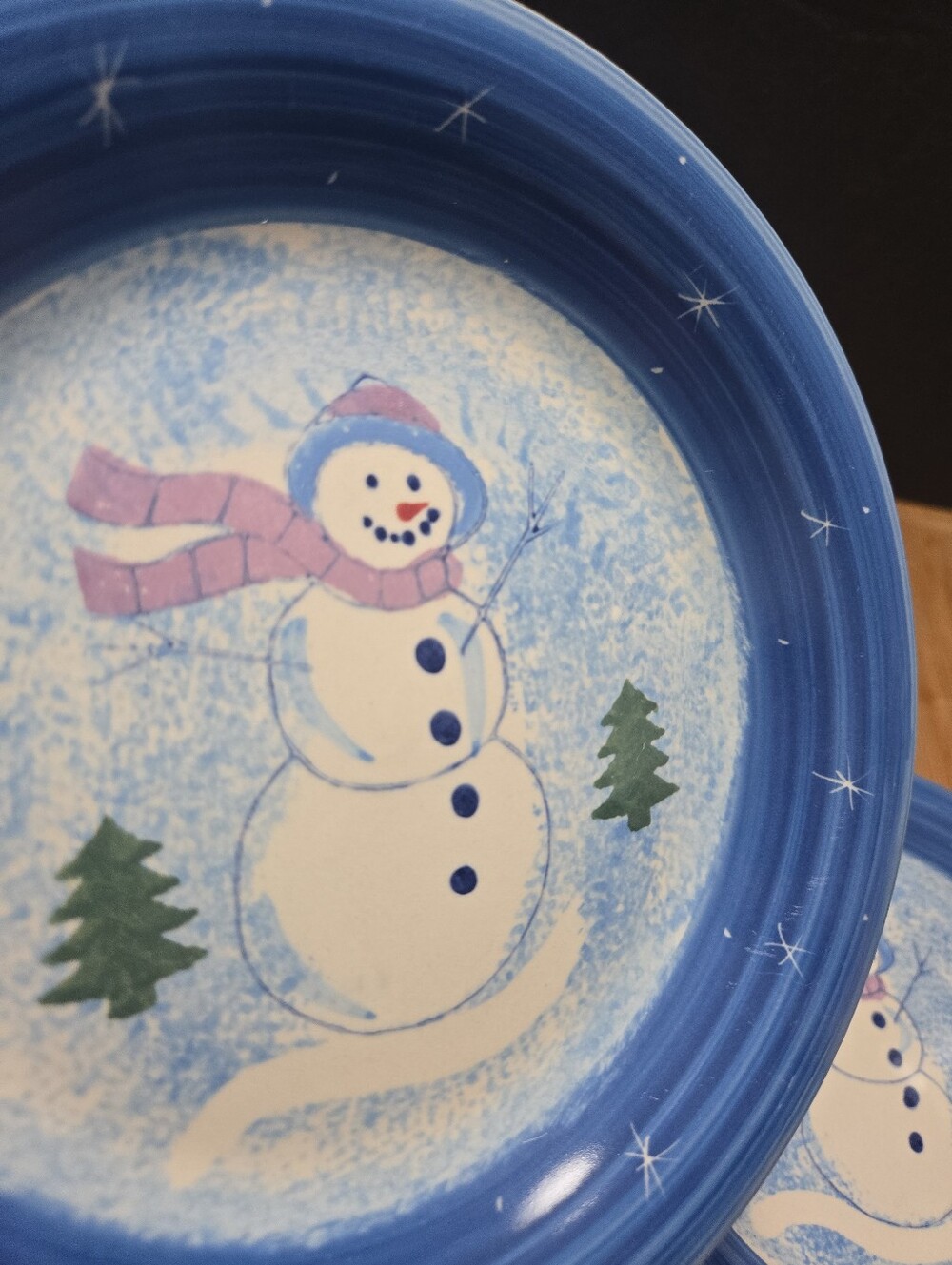 Alco Blue Snowman Replacement Winter Snow Plate Dishwasher Microwave Safe